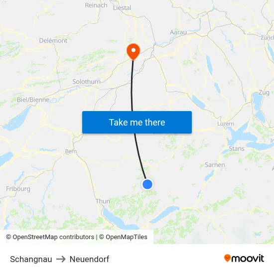 Schangnau to Neuendorf map