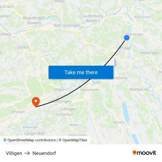 Villigen to Neuendorf map