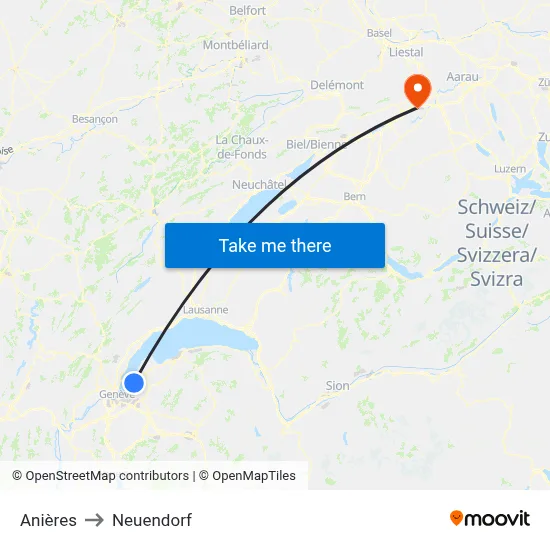 Anières to Neuendorf map