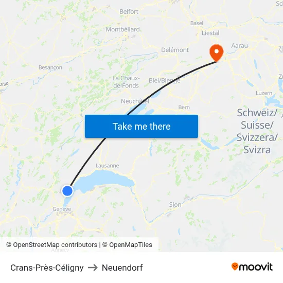 Crans-Près-Céligny to Neuendorf map