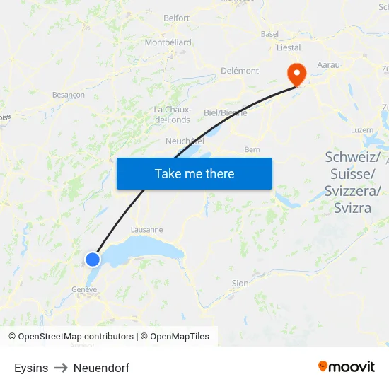 Eysins to Neuendorf map