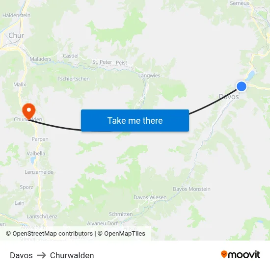 Davos to Churwalden map