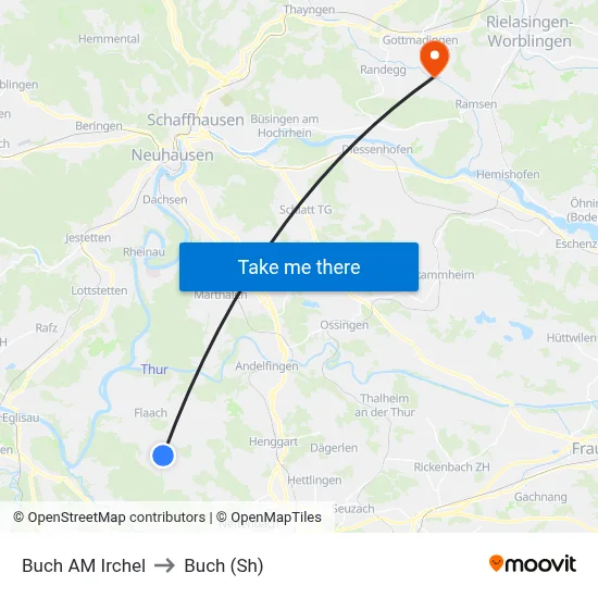 Buch AM Irchel to Buch (Sh) map