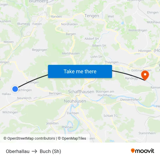 Oberhallau to Buch (Sh) map
