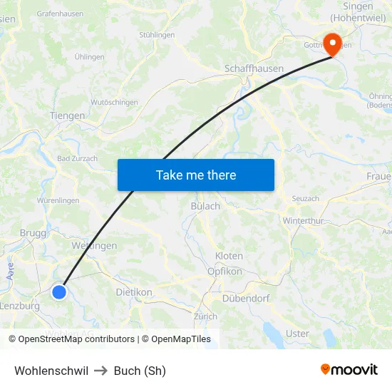 Wohlenschwil to Buch (Sh) map