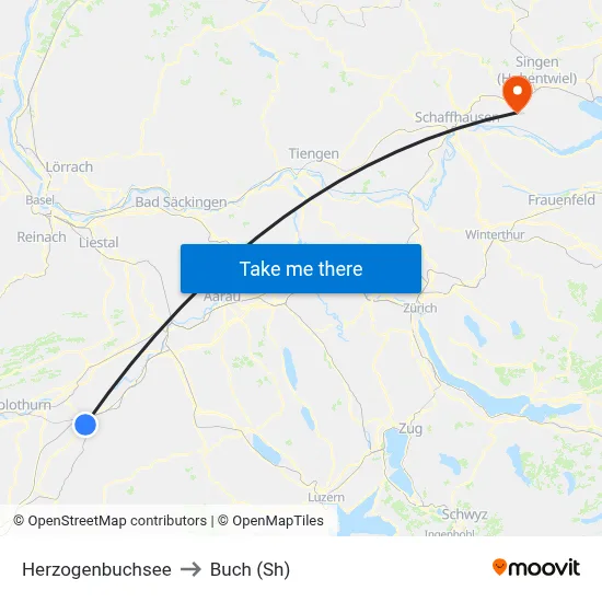 Herzogenbuchsee to Buch (Sh) map