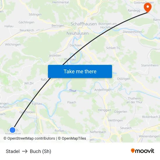 Stadel to Buch (Sh) map