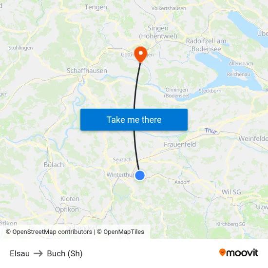 Elsau to Buch (Sh) map