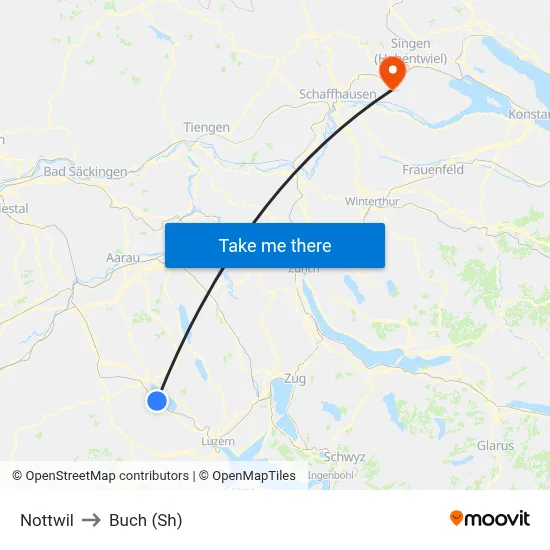 Nottwil to Buch (Sh) map