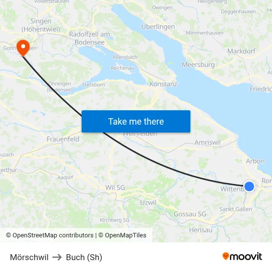 Mörschwil to Buch (Sh) map