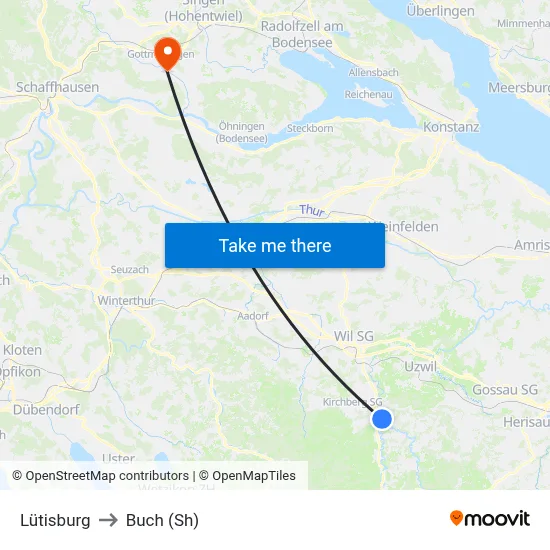 Lütisburg to Buch (Sh) map
