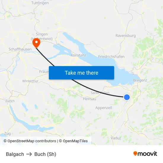 Balgach to Buch (Sh) map