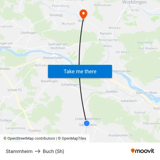 Stammheim to Buch (Sh) map