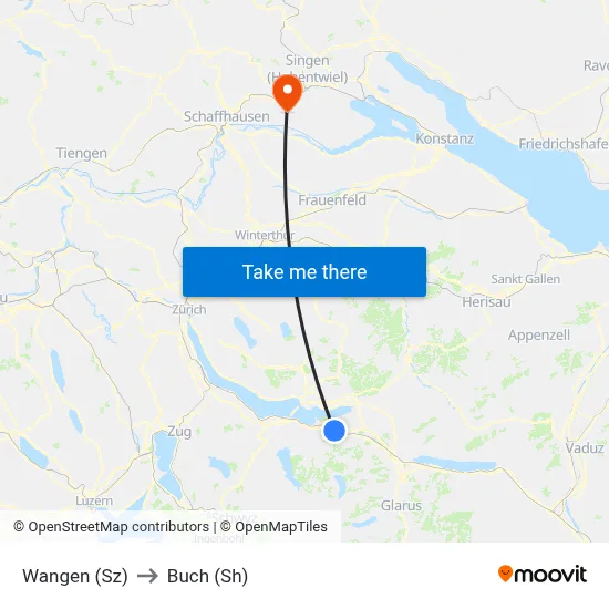 Wangen (Sz) to Buch (Sh) map