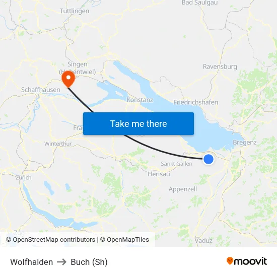 Wolfhalden to Buch (Sh) map