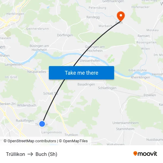 Trüllikon to Buch (Sh) map