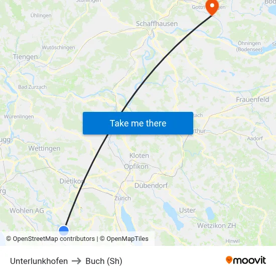 Unterlunkhofen to Buch (Sh) map