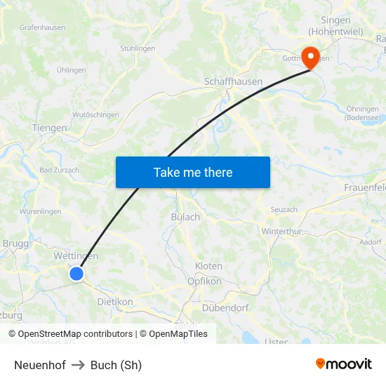 Neuenhof to Buch (Sh) map