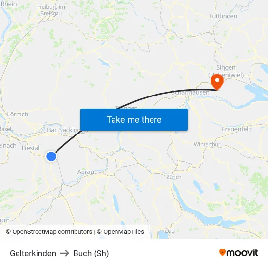Gelterkinden to Buch (Sh) map