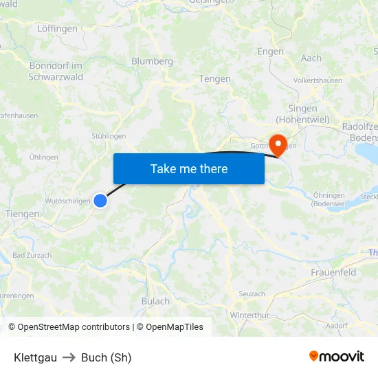 Klettgau to Buch (Sh) map