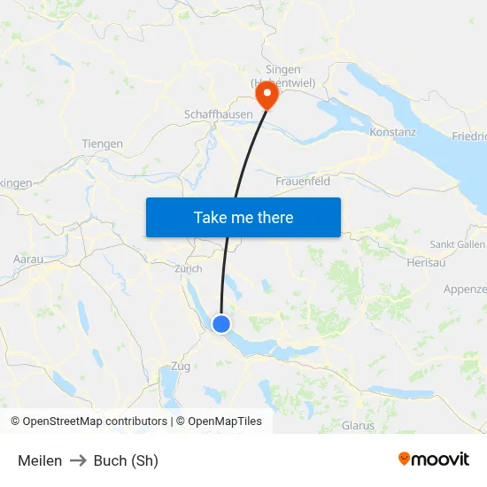 Meilen to Buch (Sh) map