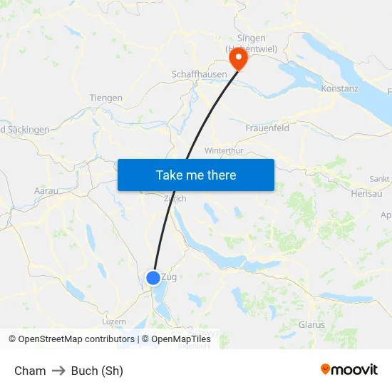 Cham to Buch (Sh) map