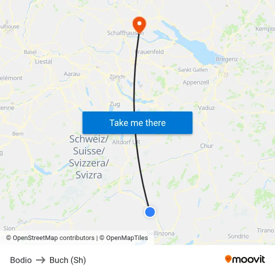 Bodio to Buch (Sh) map