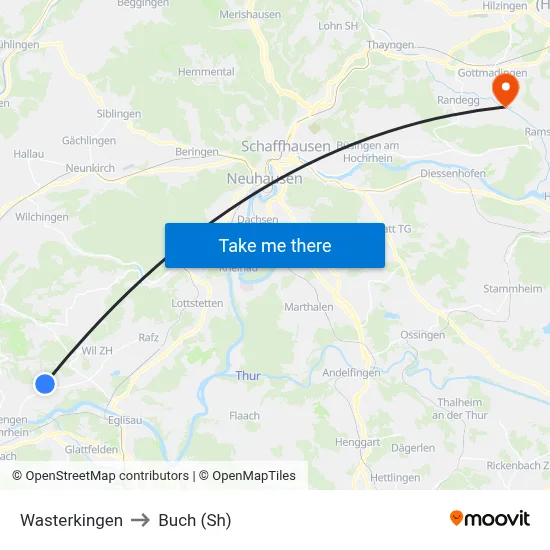 Wasterkingen to Buch (Sh) map