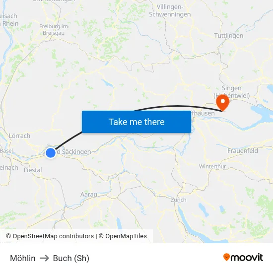 Möhlin to Buch (Sh) map
