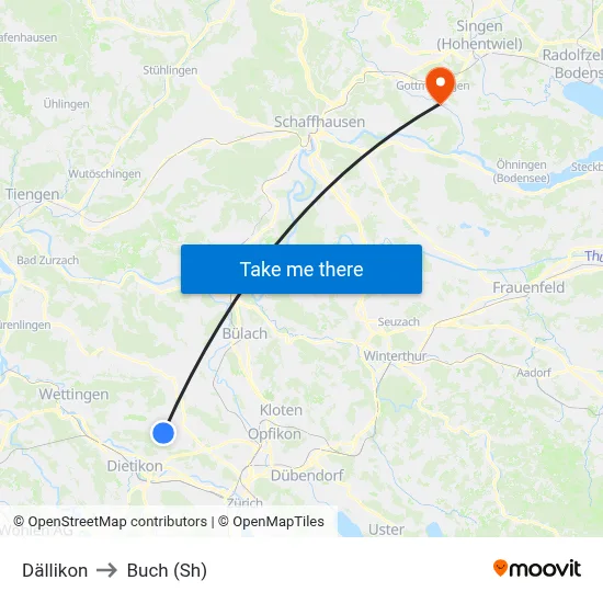 Dällikon to Buch (Sh) map