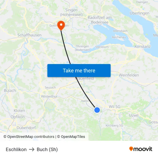Eschlikon to Buch (Sh) map