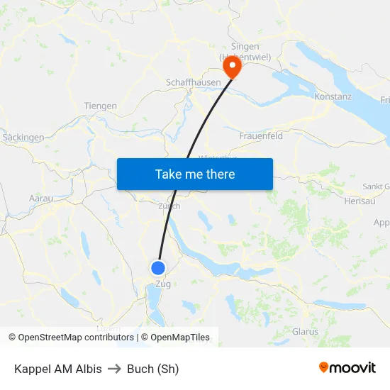 Kappel AM Albis to Buch (Sh) map