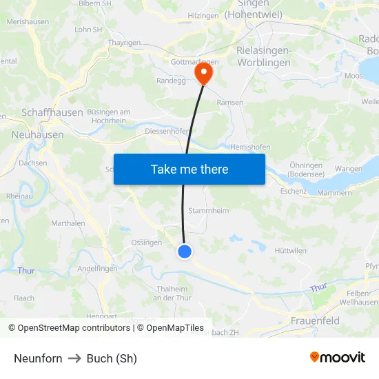 Neunforn to Buch (Sh) map