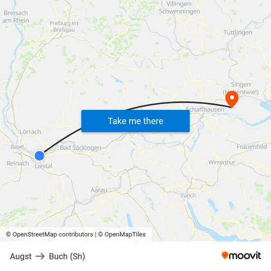 Augst to Buch (Sh) map