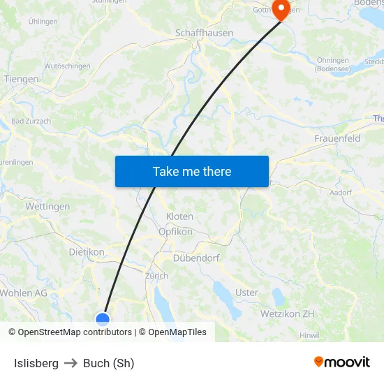 Islisberg to Buch (Sh) map