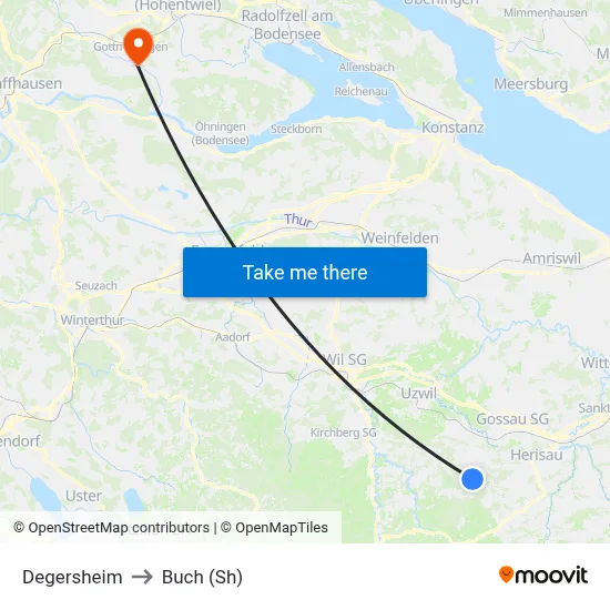 Degersheim to Buch (Sh) map