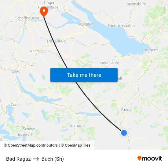 Bad Ragaz to Buch (Sh) map