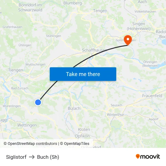 Siglistorf to Buch (Sh) map