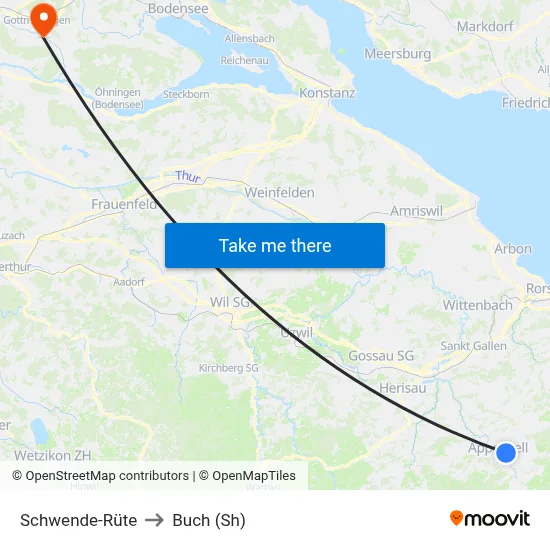 Schwende-Rüte to Buch (Sh) map
