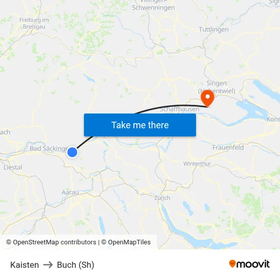 Kaisten to Buch (Sh) map