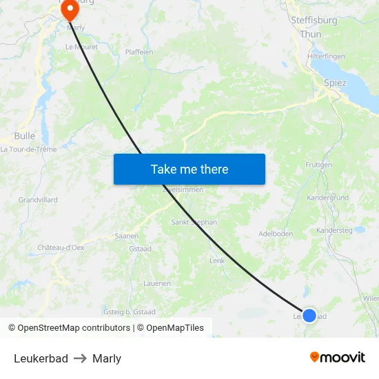 Leukerbad to Marly map