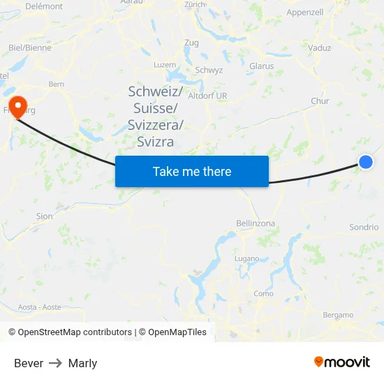 Bever to Marly map