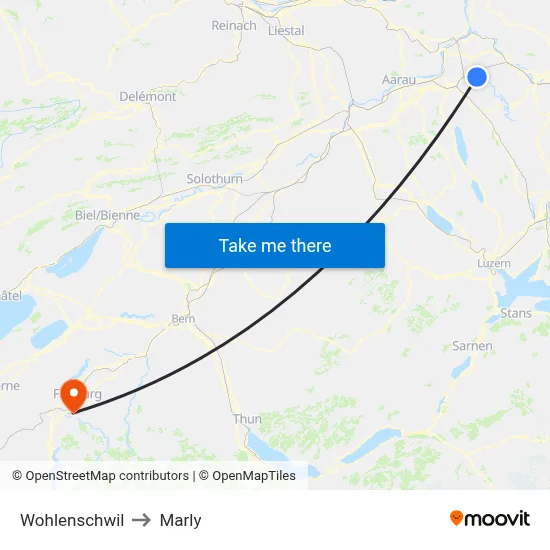 Wohlenschwil to Marly map