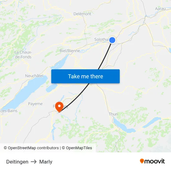 Deitingen to Marly map