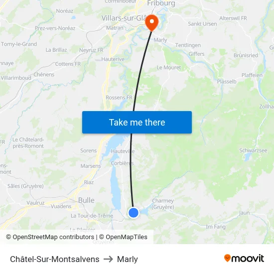 Châtel-Sur-Montsalvens to Marly map