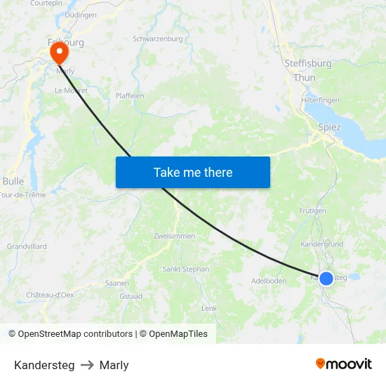 Kandersteg to Marly map