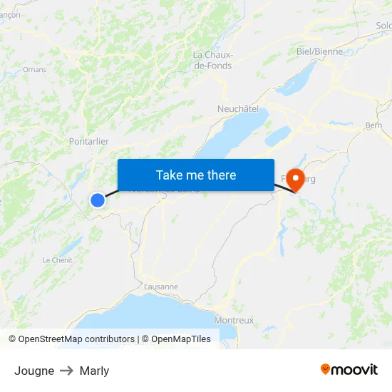 Jougne to Marly map