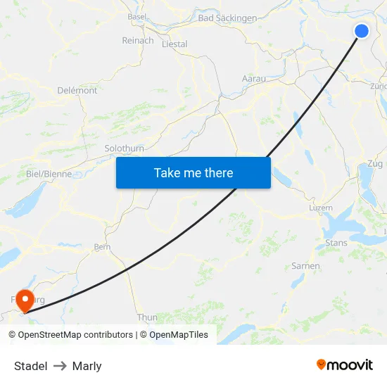 Stadel to Marly map