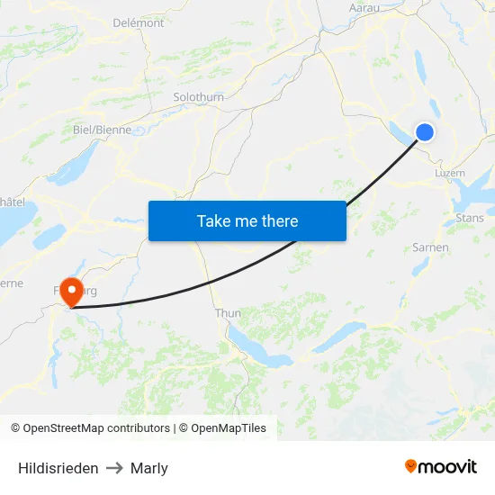 Hildisrieden to Marly map
