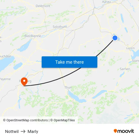 Nottwil to Marly map